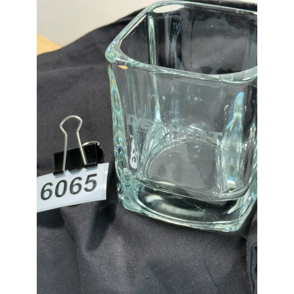 Defiant Whisky Square Rocks Glass Etched Logo Clear Heavy Base Barware 4in